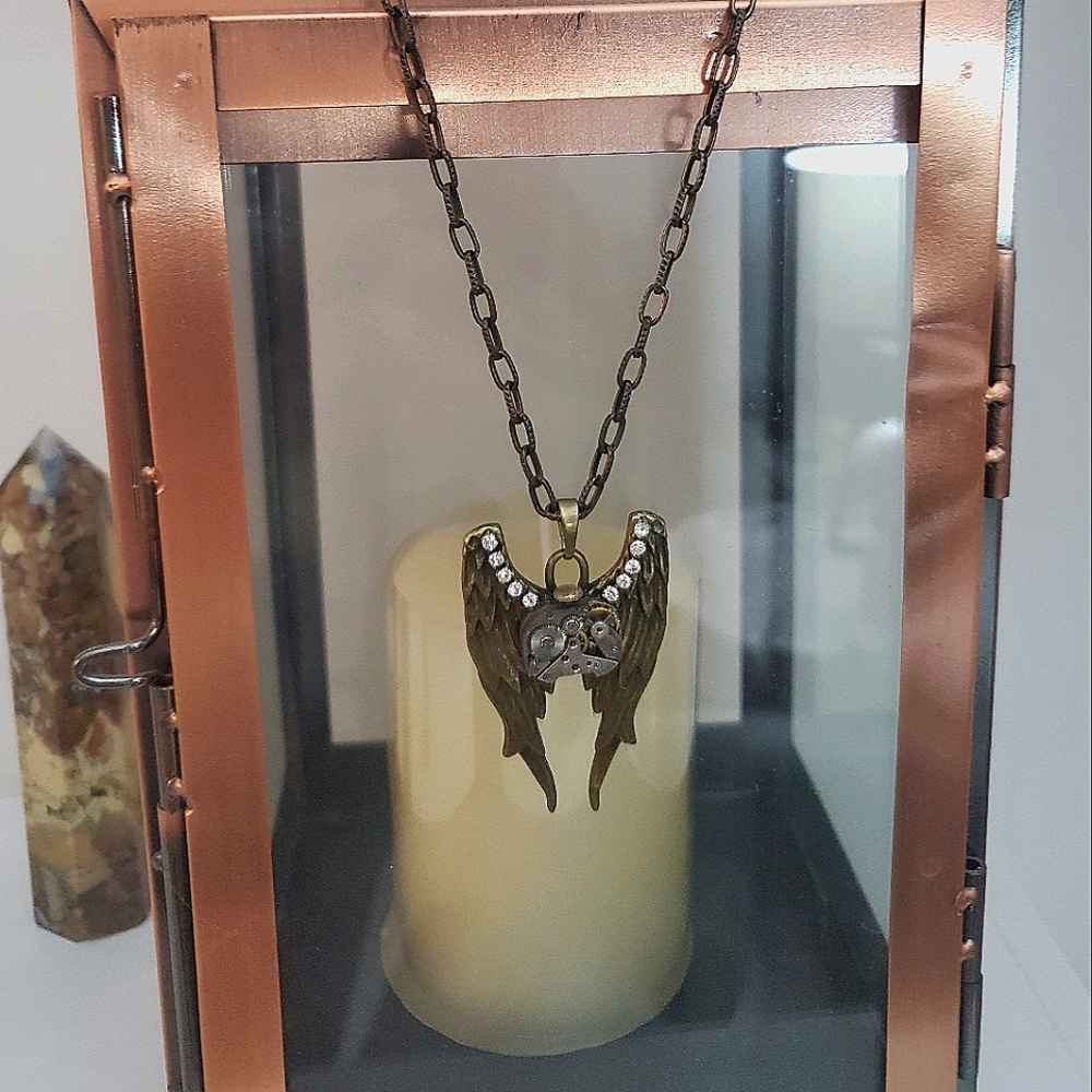 Bronze Winged Steam Punk Pendant Necklace- Handmade?
